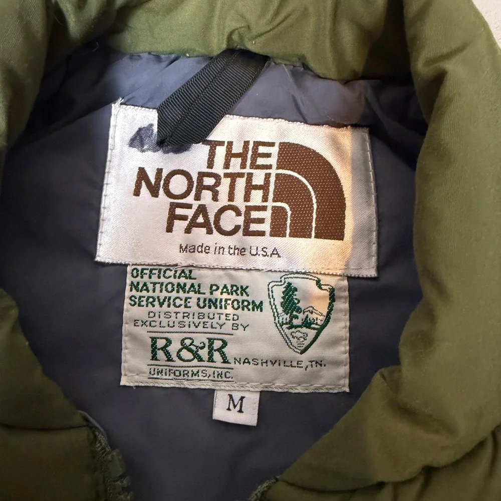 vintage 70s The North Face National Park Puffer Vest Olive Green Mens M USA